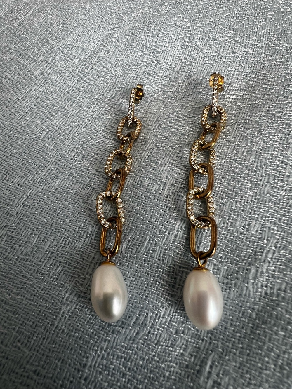 Gold Chain Drop Pearl Earrings - Elegant Women's Jewelry